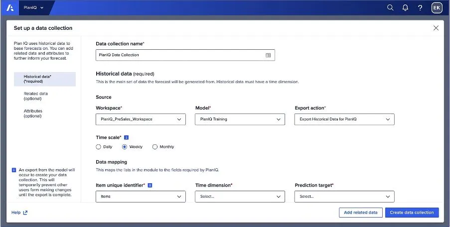 setup your data collection PlanIQ